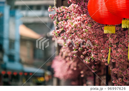 chinese new year lantern in chinatown area. chinese new year lantern in chinatown area. 96997626