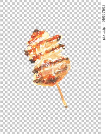 Illustration of chicken wings skewers painted by watercolor 96997692
