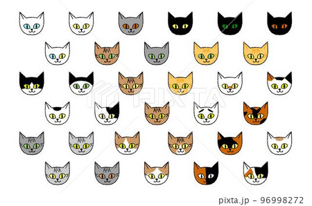 ねこのかお　顔　柄　色々　 96998272
