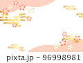 桜の背景　金　黒　桜　紙吹雪　流線　麻の葉 96998981