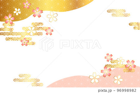 桜の背景　ピンク　桜　雲　麻の葉 96998982