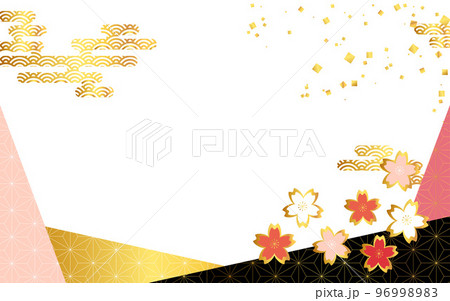 桜の背景 金 黒 ピンク 桜 雲 紙吹雪 麻の葉 桜の背景 金 黒 ピンク 桜 雲 紙吹雪 麻の葉 96998983