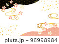 桜の背景　金　黒　ピンク　桜　流線　紙吹雪　麻の葉 96998984