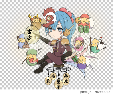 福物干支シリーズイラスト・酉年（女の子） 96999022