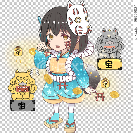 Fukumono 十二生肖系列插圖，狗年（女孩） 96999024