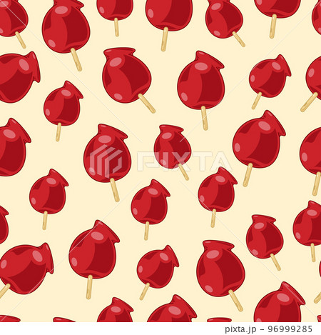 cartoon ringo ame, japanese food seamless pattern on colorful background 96999285