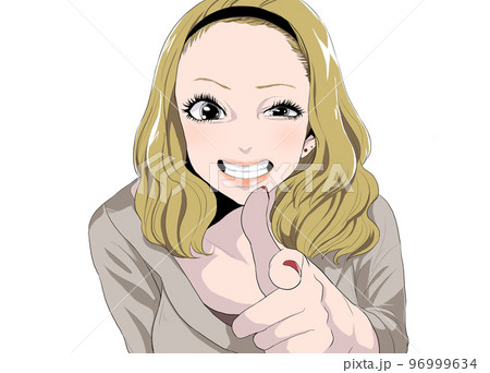 笑顔で指をさすギャル 96999634