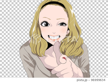笑顔で指をさすギャル 96999634