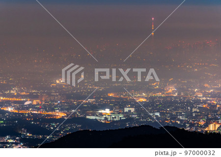 《東京都》霧の東京超遠景都市夜景 《東京都》霧の東京超遠景都市夜景 97000032