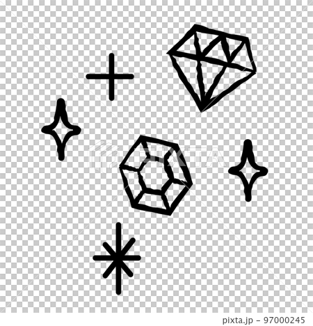 線画で描いたキラキラとした宝石のイラスト 線画で描いたキラキラとした宝石のイラスト 97000245