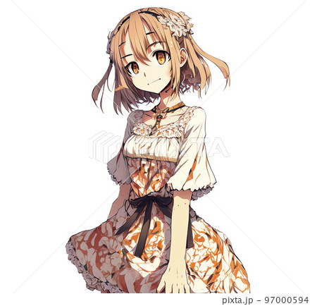 こちらをみて微かに微笑む少女「AI生成画像」 97000594