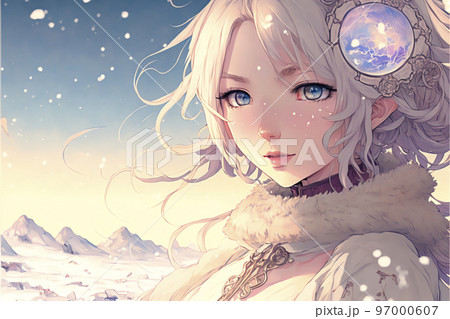 銀髪のカワイイ美少女が雪原の世界に現れる「AI生成画像」の
