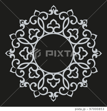 Decorative frame Elegant vector element for design in Eastern style, place for text. Floral black and gray border. Lace illustration for invitations and greeting cards Decorative frame Elegant vector element for design in Eastern style, place for text. Floral black and gray border. Lace illustration for invitations and greeting cards 97000853