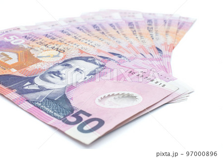 New Zealand 50$ dollars bank note on isolated white background, New Zealand currency. New Zealand 50$ dollars bank note on isolated white background, New Zealand currency. 97000896