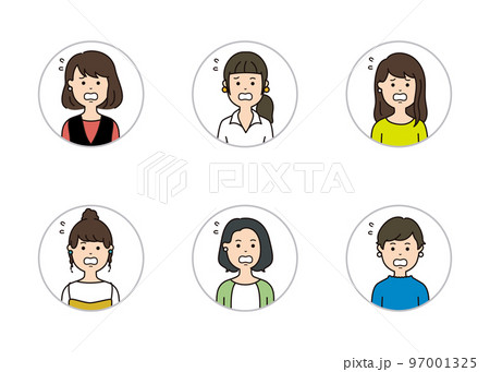女性の表情アイコン　焦った表情 97001325