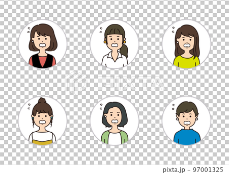 女性の表情アイコン　焦った表情 97001325