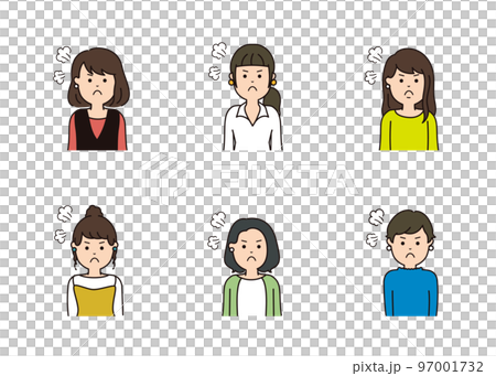 女性の表情アイコン　怒った表情 97001732