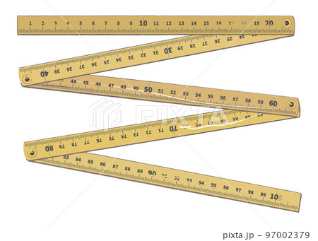 アンティーク風の折りたたみルーラー定規のイラストのイラスト素材