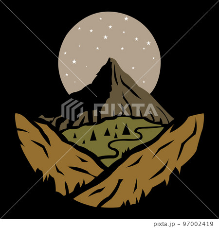 The Mountain Vector Logo Template. The main symbol of the logo is two mountains. 97002419