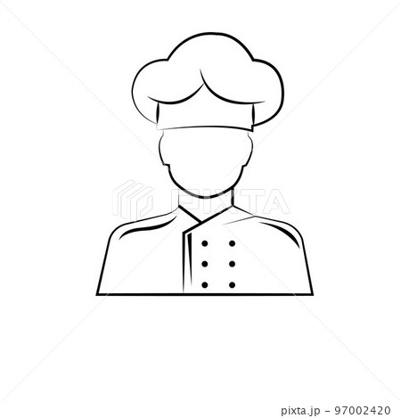 Chef Simple Logo Simple Line Art Symbol,Chef Person Abstract illustration Logo Design Vector. 97002420
