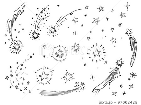手描きペン画 流れ星のイラスト 97002428