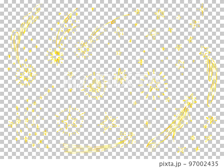 ゴールドの手描きペン画 流れ星のイラスト 97002435