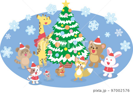 イラスト原画・動物のクリスマスパーティー