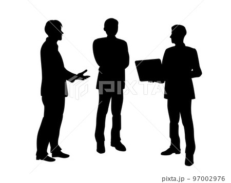 立ってミーティングをするビジネスマンのシルエットイラスト 立ってミーティングをするビジネスマンのシルエットイラスト 97002976