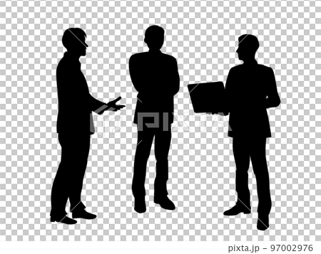 一個商人站著開會的剪影插圖 97002976