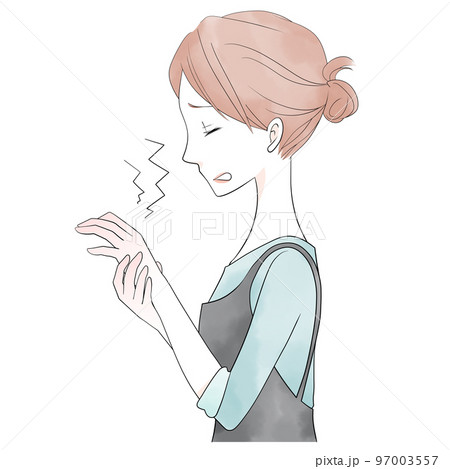 手荒れ（水彩風）　女性のイラスト 97003557