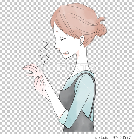 手荒れ（水彩風）　女性のイラスト 97003557
