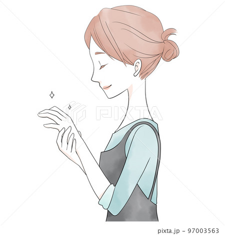 ハンドケア(水彩風) 女性のイラスト ハンドケア(水彩風) 女性のイラスト 97003563
