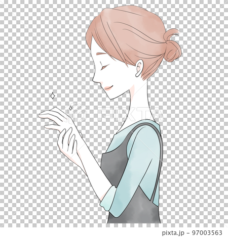 ハンドケア(水彩風) 女性のイラスト ハンドケア(水彩風) 女性のイラスト 97003563