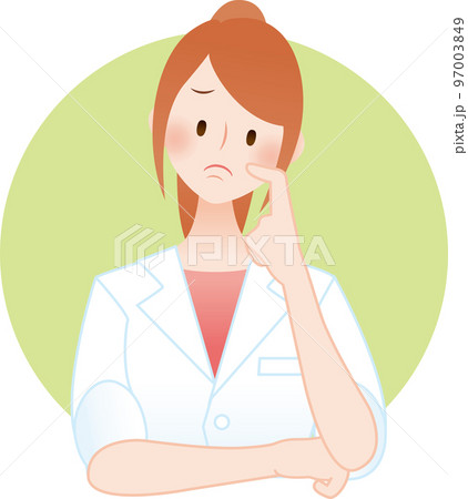 ロングヘア 考える 悩む 困る 女性医師や看護師 白衣 先生 研究員ほか ロングヘア 考える 悩む 困る 女性医師や看護師 白衣 先生 研究員ほか 97003849