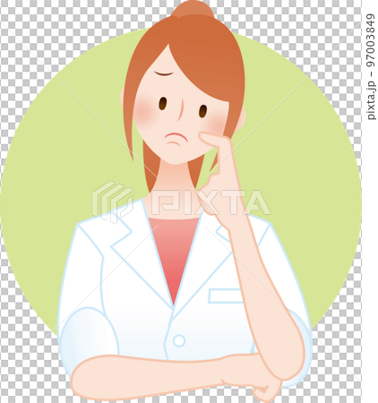 ロングヘア 考える 悩む 困る 女性医師や看護師 白衣 先生 研究員ほか ロングヘア 考える 悩む 困る 女性医師や看護師 白衣 先生 研究員ほか 97003849