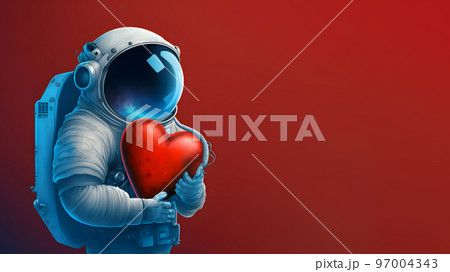 cosmonaut in space suit holding red heart, neural network generated art cosmonaut in space suit holding red heart, neural network generated art 97004343