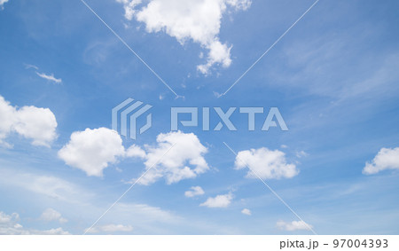 Panoramic view of clear blue sky and clouds, clouds with background. Panoramic view of clear blue sky and clouds, clouds with background. 97004393