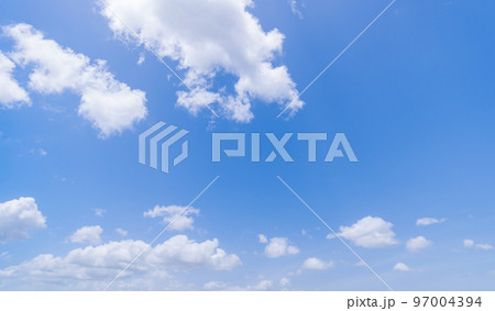 Panoramic view of clear blue sky and clouds, clouds with background. Panoramic view of clear blue sky and clouds, clouds with background. 97004394