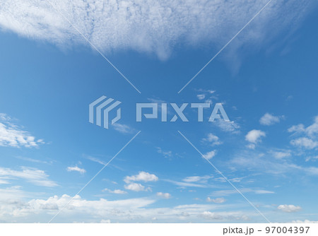 Panoramic view of clear blue sky and clouds, clouds with background. Panoramic view of clear blue sky and clouds, clouds with background. 97004397