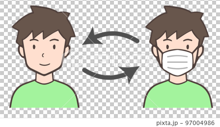 戴和摘下口罩的男人和人們 97004986
