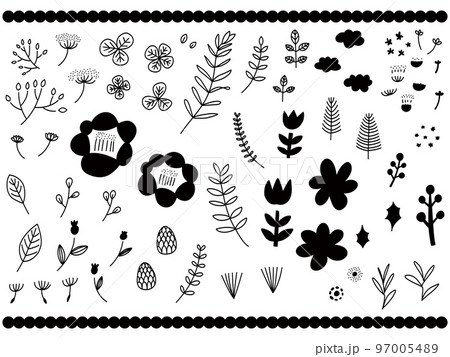 かわいい植物の手書きラフセット 97005489