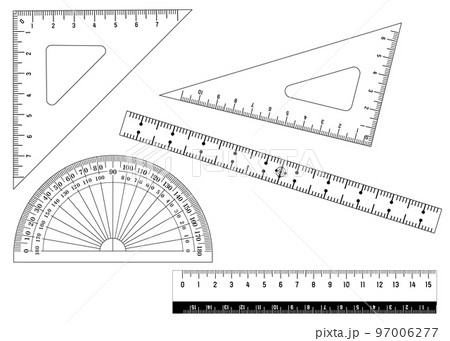 分度器 定規 ものさし 文具 文房具セットのイラスト 97006277