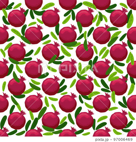 Seamless pattern with pomegranates. Decorative patterns of the pomegranate fruit Seamless pattern with pomegranates. Decorative patterns of the pomegranate fruit 97006469