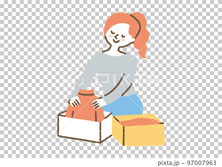 洋服を整理している女性_色 洋服を整理している女性_色 97007963