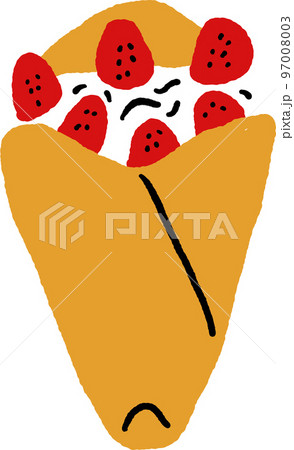 Strawberry Crepe Japan dessert sweet Hand drawn color Illustration  97008003