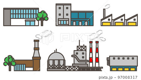 シンプルでかわいい工場のベクターイラストセット 97008317