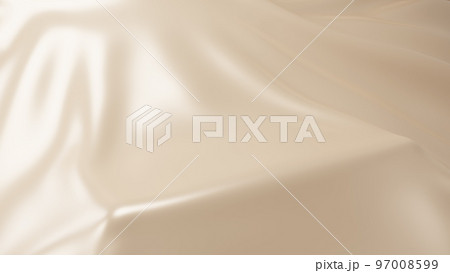 光沢のあるベージュの布。台座。化粧品などに使う背景画像。 97008599
