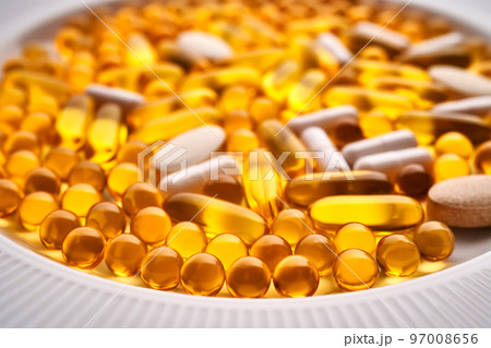 Background of tablets. Mainly vitamins and dietary supplements. 97008656