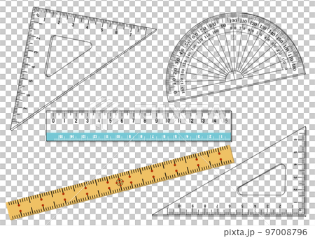Transparent acrylic triangle ruler, protractor, ruler set, stationery, stationery illustration 97008796