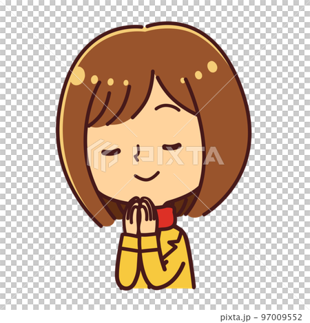 Woman putting hands together New Year's visit illustration material Woman putting hands together New Year's visit illustration material 97009552